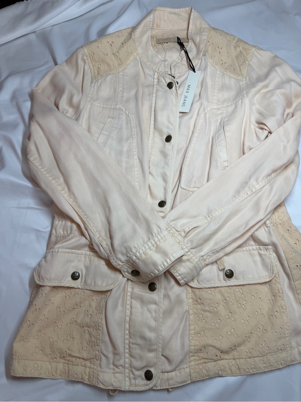 Max Jeans Pale yellow Eyelet-Panel Utility Jacket